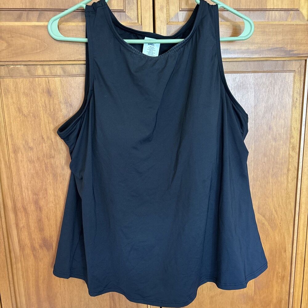 Lands End Black Tankini Tank Top 18W DD Athletic Pull Over